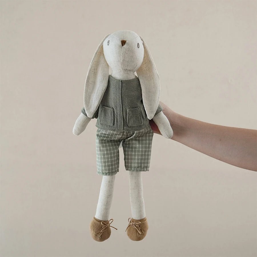Peluche Lapin Kawaii 41cm – Doudou Lapin Robe Rose ou Ruban Vert Cadeau Naissance & Déco Chambre Bébé