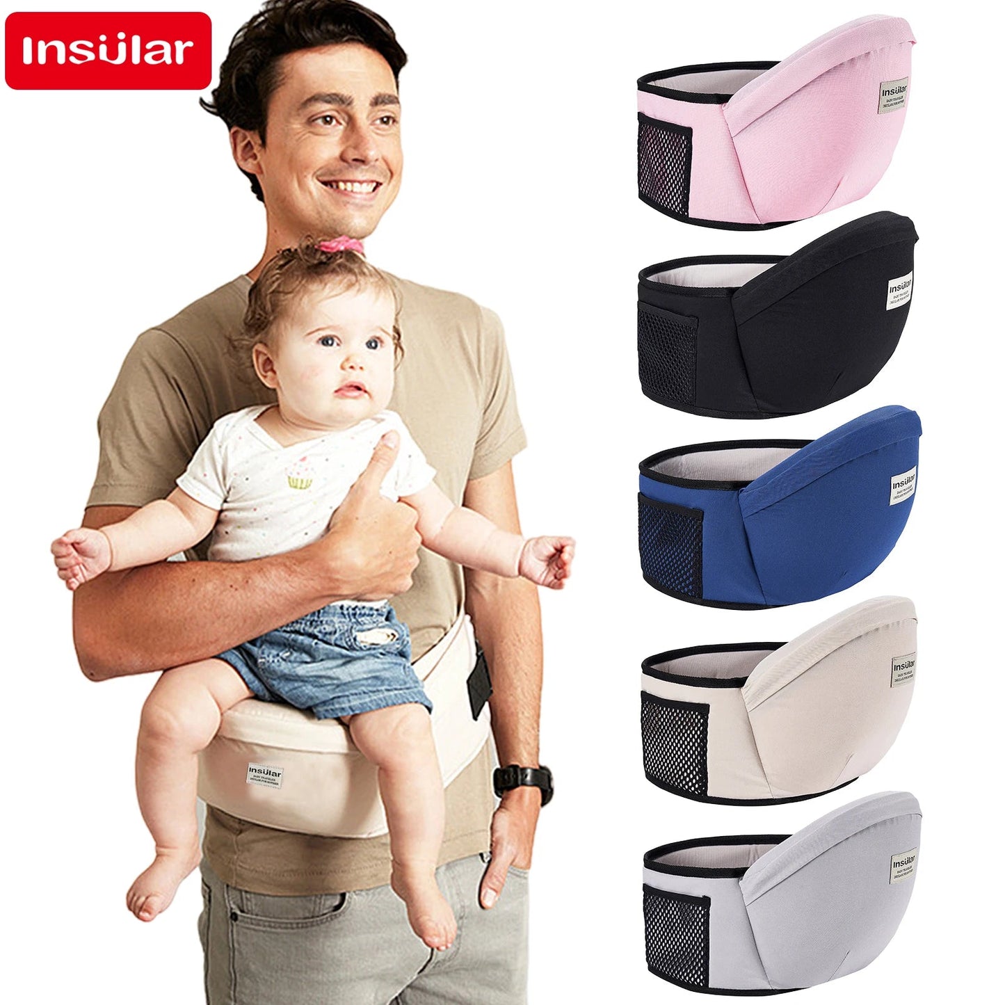 Porte-Bébé avec Siège de Hanche Ajustable – Ergonomique Physiologique Léger & Confortable | 9 Couleurs