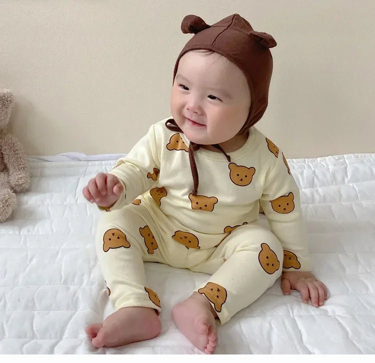 Pyjama Bébé 2 Pièces Coton — Haut Manches Longues & Pantalon, Unisexe Automne Hiver 3M-3 Ans