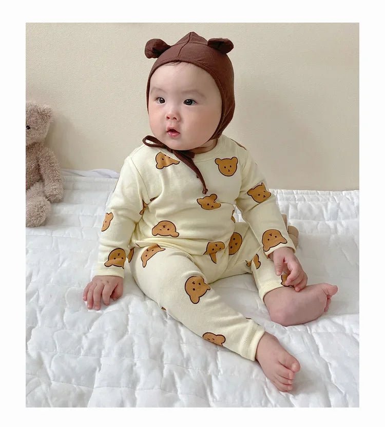 Pyjama Bébé 2 Pièces Coton — Haut Manches Longues & Pantalon, Unisexe Automne Hiver 3M-3 Ans