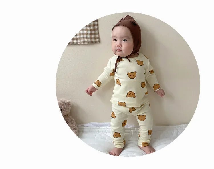 Pyjama Bébé 2 Pièces Coton — Haut Manches Longues & Pantalon, Unisexe Automne Hiver 3M-3 Ans
