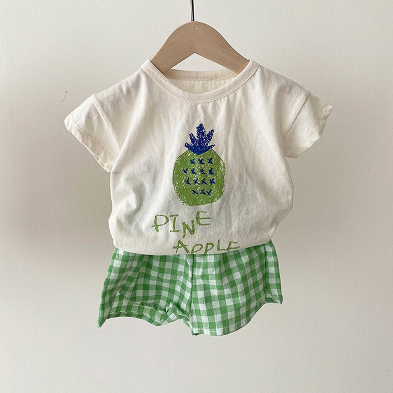 Pyjama Été Enfant Coton — Sans Manches, Motif Fruits & Légumes, Unisexe 80-120 cm