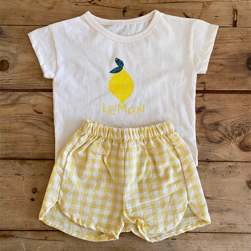 Pyjama Été Enfant Coton — Sans Manches, Motif Fruits & Légumes, Unisexe 80-120 cm