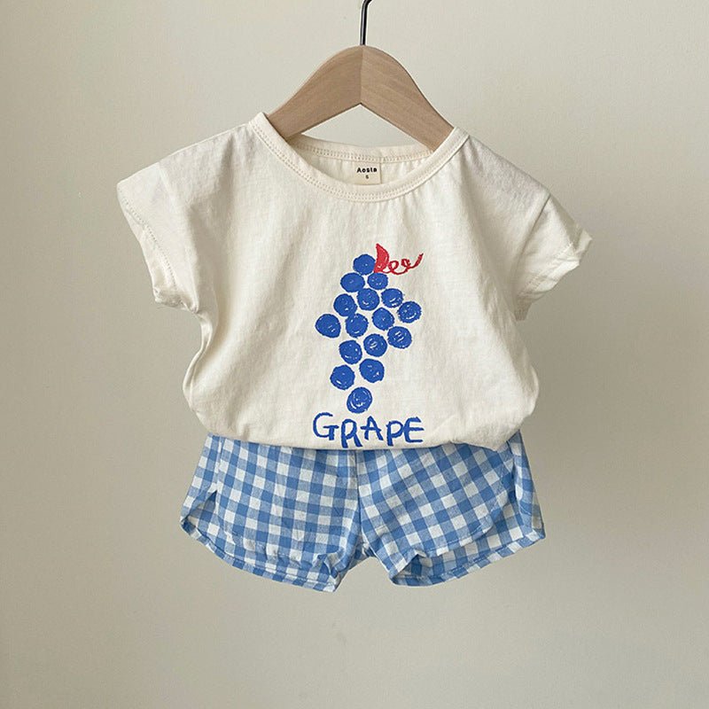 Pyjama Été Enfant Coton — Sans Manches, Motif Fruits & Légumes, Unisexe 80-120 cm