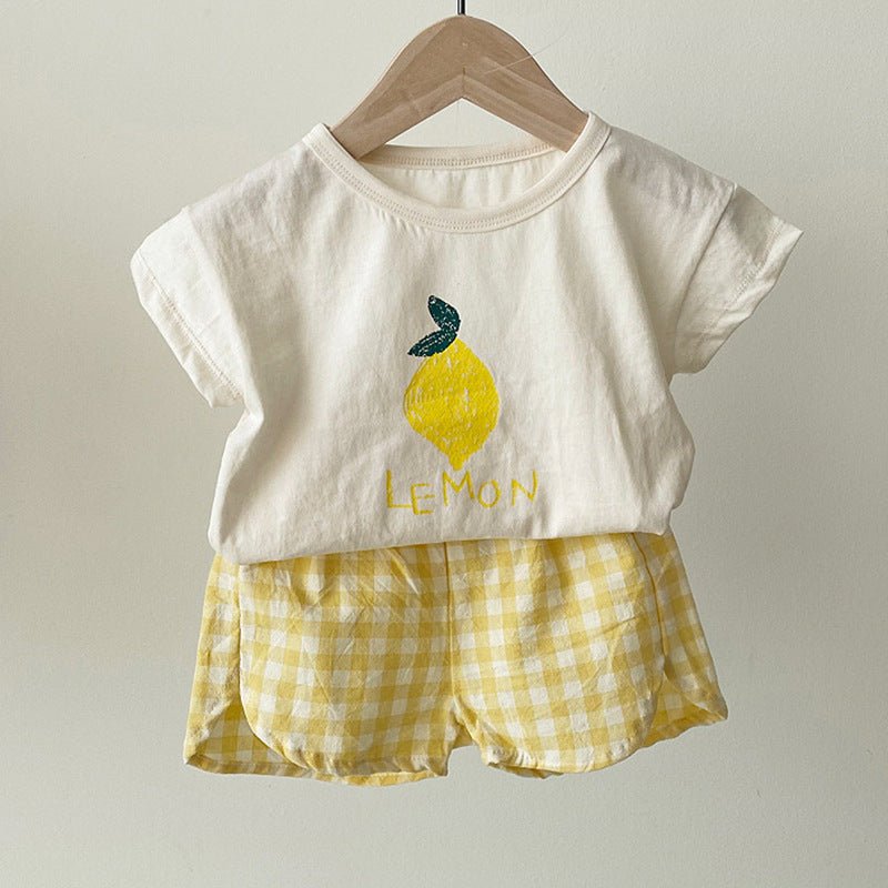 Pyjama Été Enfant Coton — Sans Manches, Motif Fruits & Légumes, Unisexe 80-120 cm