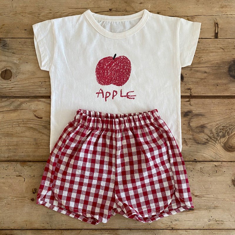 Pyjama Été Enfant Coton — Sans Manches, Motif Fruits & Légumes, Unisexe 80-120 cm