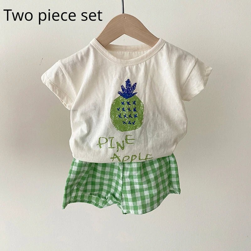 Pyjama Été Enfant Coton — Sans Manches, Motif Fruits & Légumes, Unisexe 80-120 cm