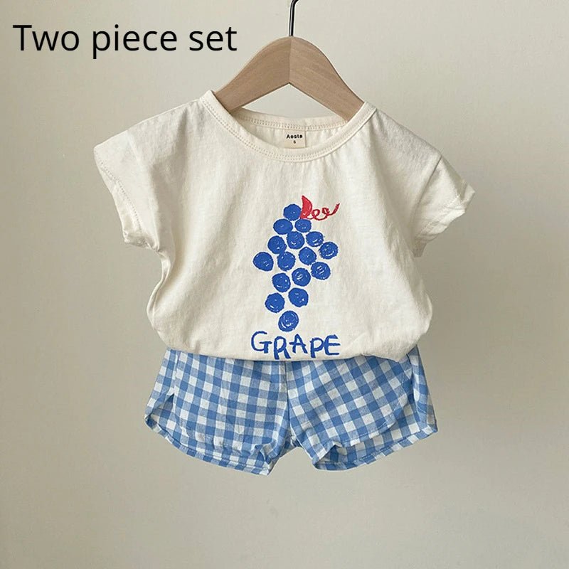 Pyjama Été Enfant Coton — Sans Manches, Motif Fruits & Légumes, Unisexe 80-120 cm