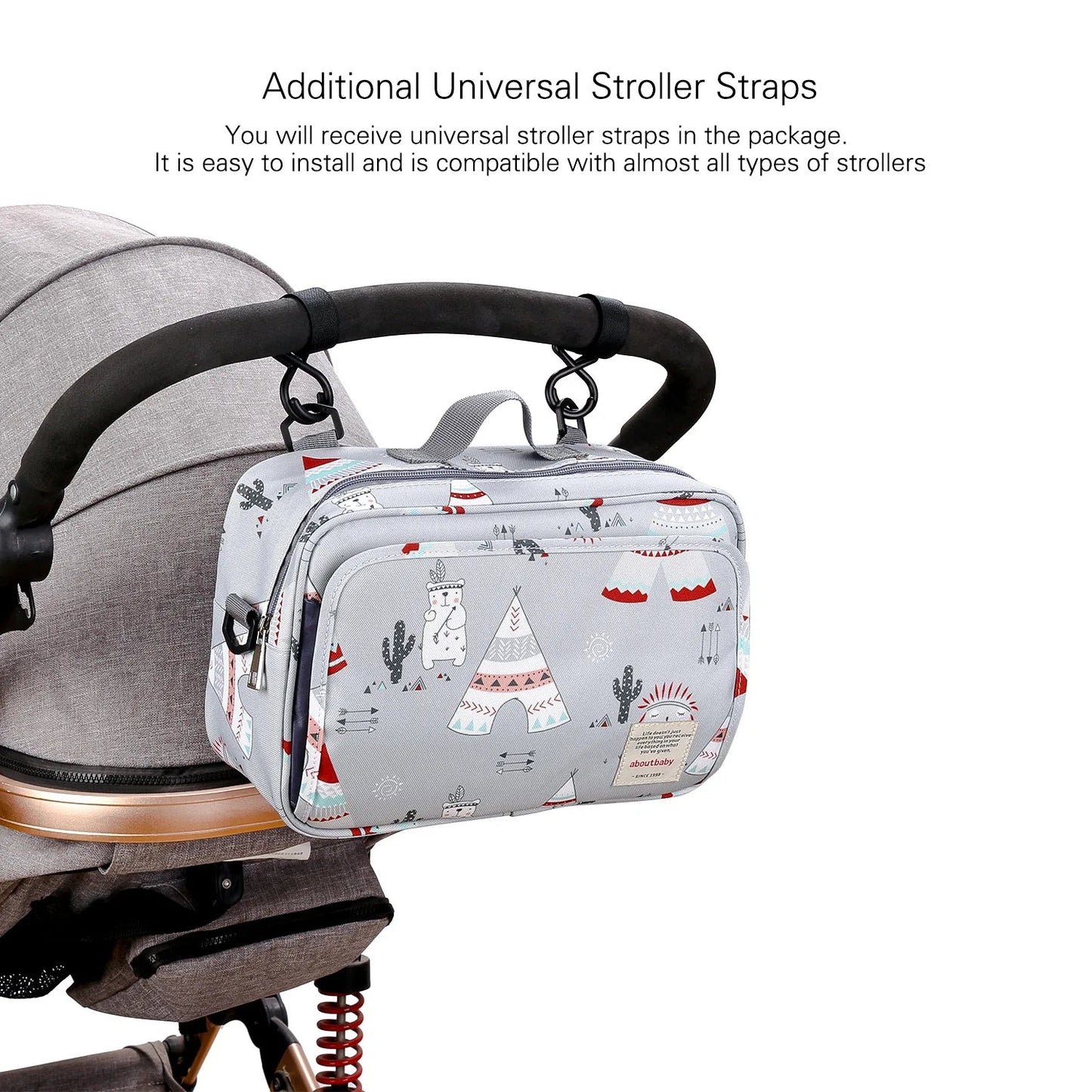 Sac Organisateur Imperméable pour Poussette Bébé – Léger, Multifonction, Grand Rangement avec Crochets et Sangle