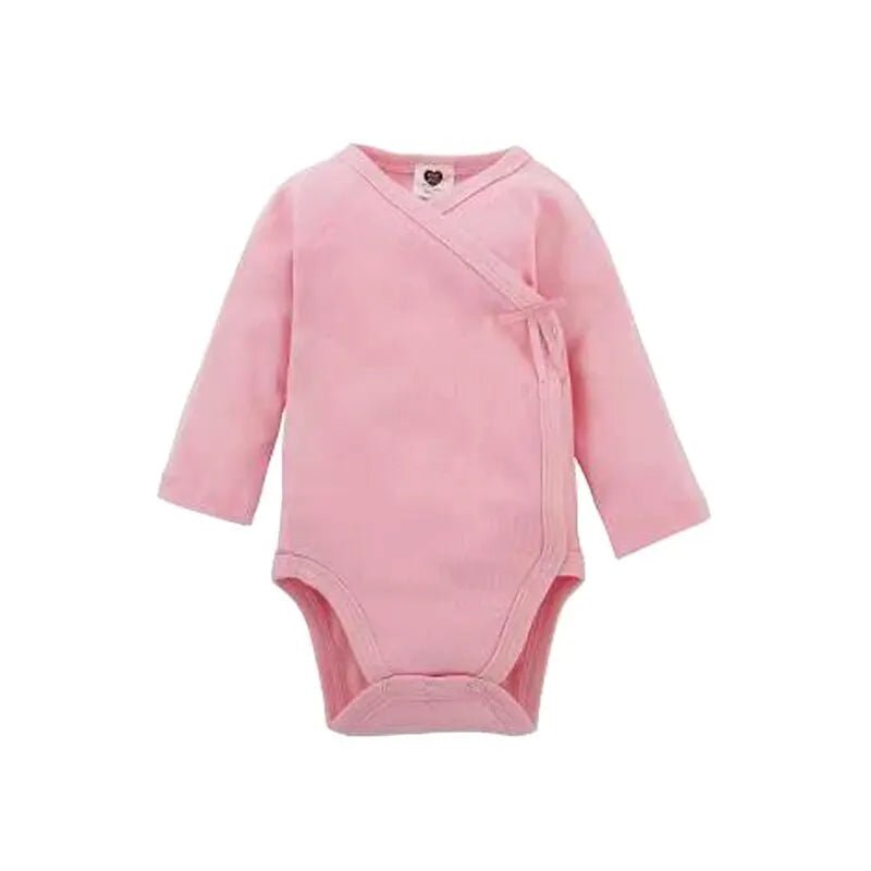 Baby Overalls 100% White Cotton – Newborn Boy & Girl Long-Sleeve Side-Opening Romper 0-18 Months