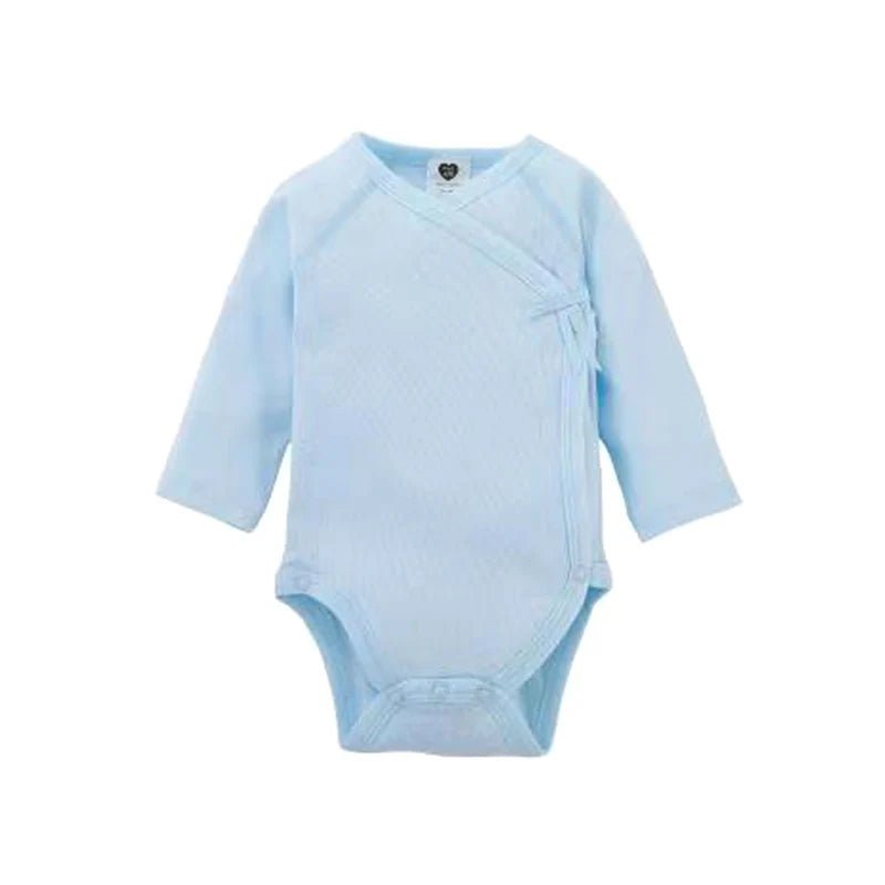 Baby Overalls 100% White Cotton – Newborn Boy & Girl Long-Sleeve Side-Opening Romper 0-18 Months