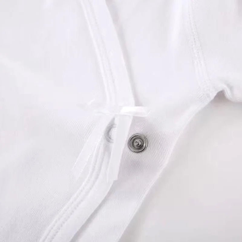 Baby Overalls 100% White Cotton – Newborn Boy & Girl Long-Sleeve Side-Opening Romper 0-18 Months