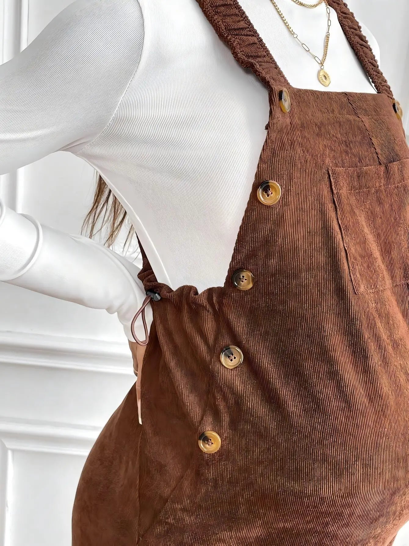 Salopette Maternité Velours Côtelé — Bretelles Réglables, Coupe Ample, Grossesse S-XL
