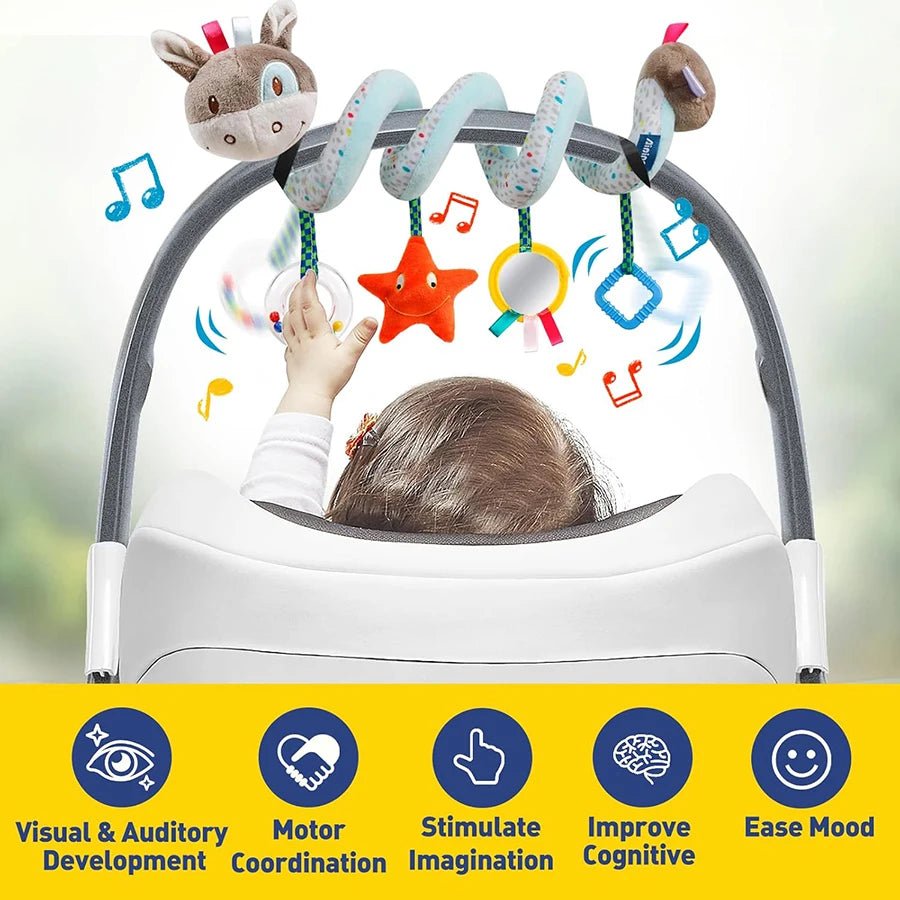 Jouet Spirale Siège Auto Poussette Bébé – Jouet Sensoriel Doux 0-12 Mois Lit & Berceau