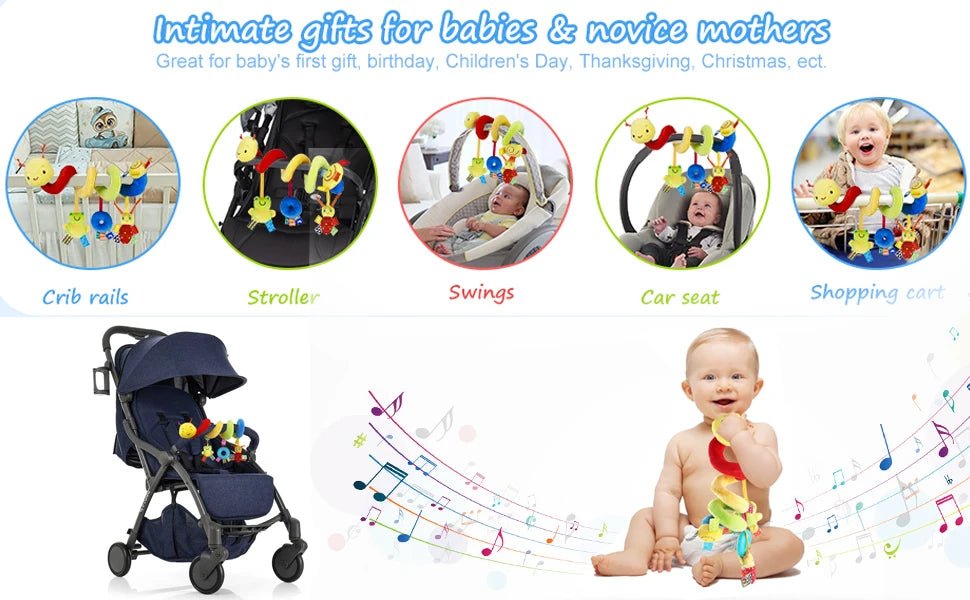 Jouet Spirale Siège Auto Poussette Bébé – Jouet Sensoriel Doux 0-12 Mois Lit & Berceau