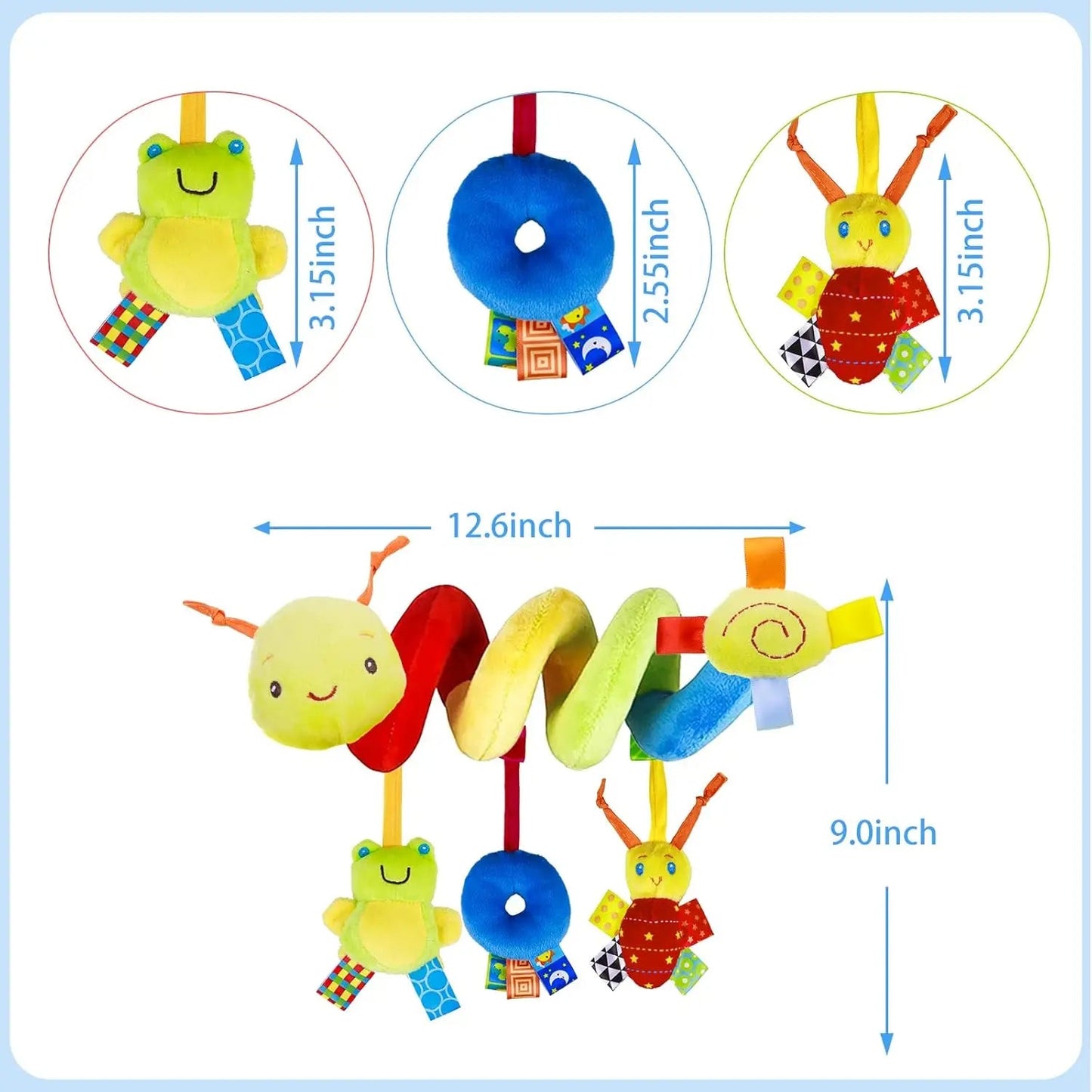 Jouet Spirale Siège Auto Poussette Bébé – Jouet Sensoriel Doux 0-12 Mois Lit & Berceau