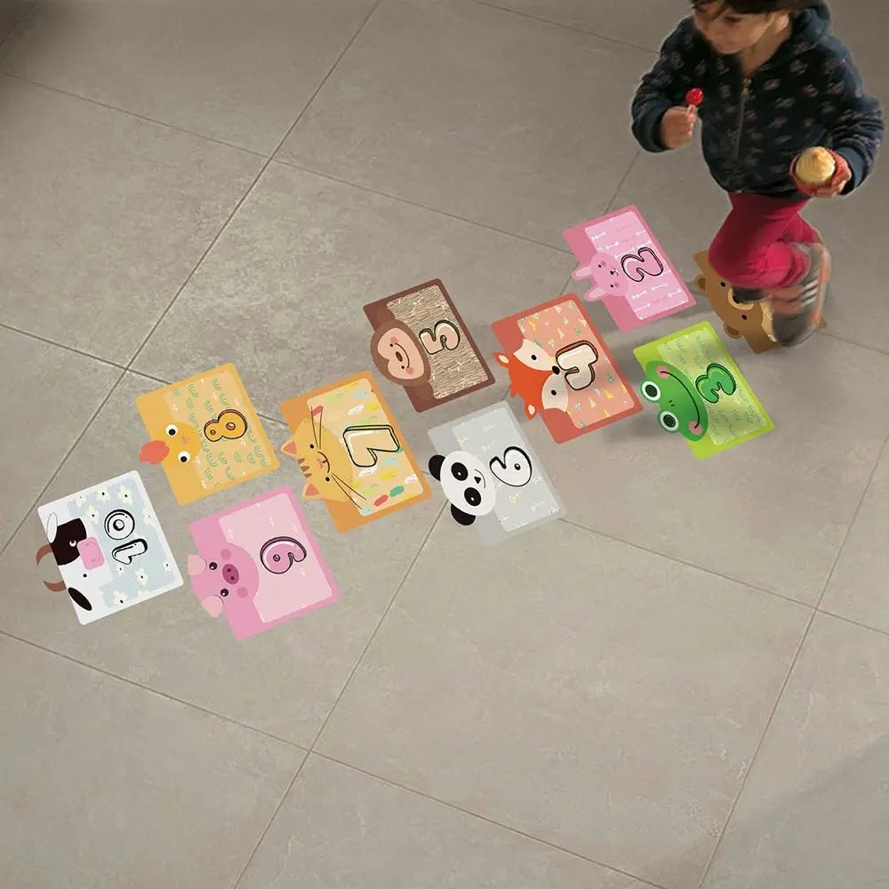 Sticker Sol Jeu de Marelle Chiffres – Autocollant PVC Éducatif Chambre Bébé Maternelle, Cadeau Parent-Enfant