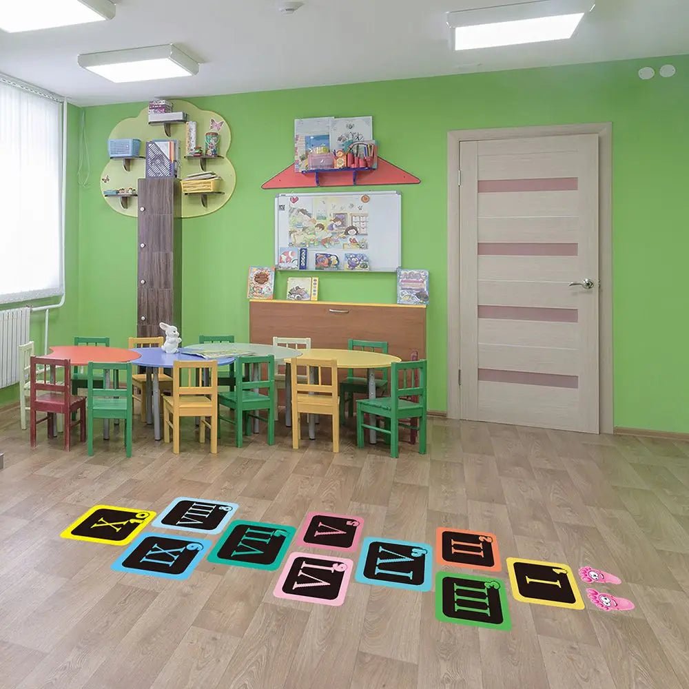 Sticker Sol Jeu de Marelle Chiffres – Autocollant PVC Éducatif Chambre Bébé Maternelle, Cadeau Parent-Enfant