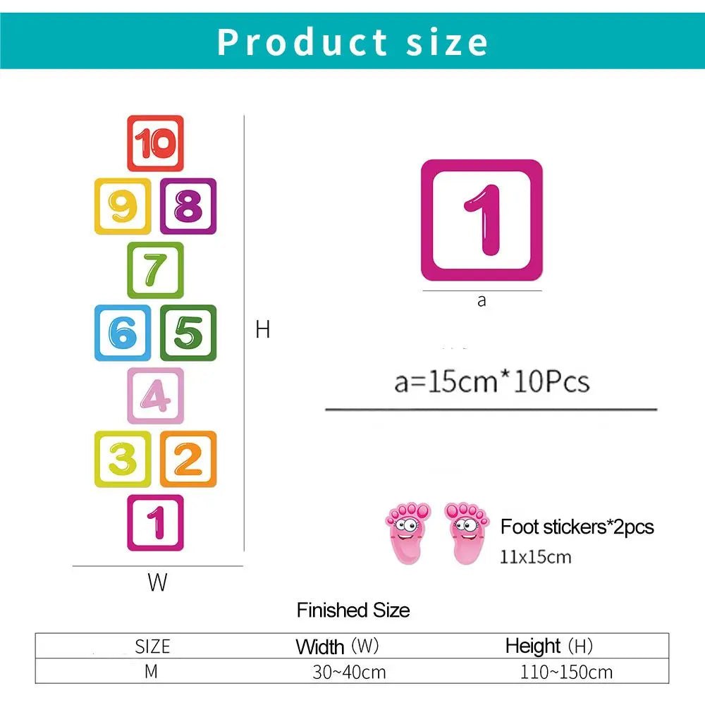Sticker Sol Jeu de Marelle Chiffres – Autocollant PVC Éducatif Chambre Bébé Maternelle, Cadeau Parent-Enfant