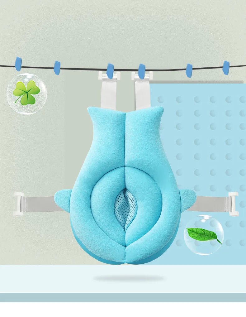 Tapis de Bain Requin Bébé Pliable 80cm – Siège Doux Antidérapant Nouveau-Né | Rose & Bleu