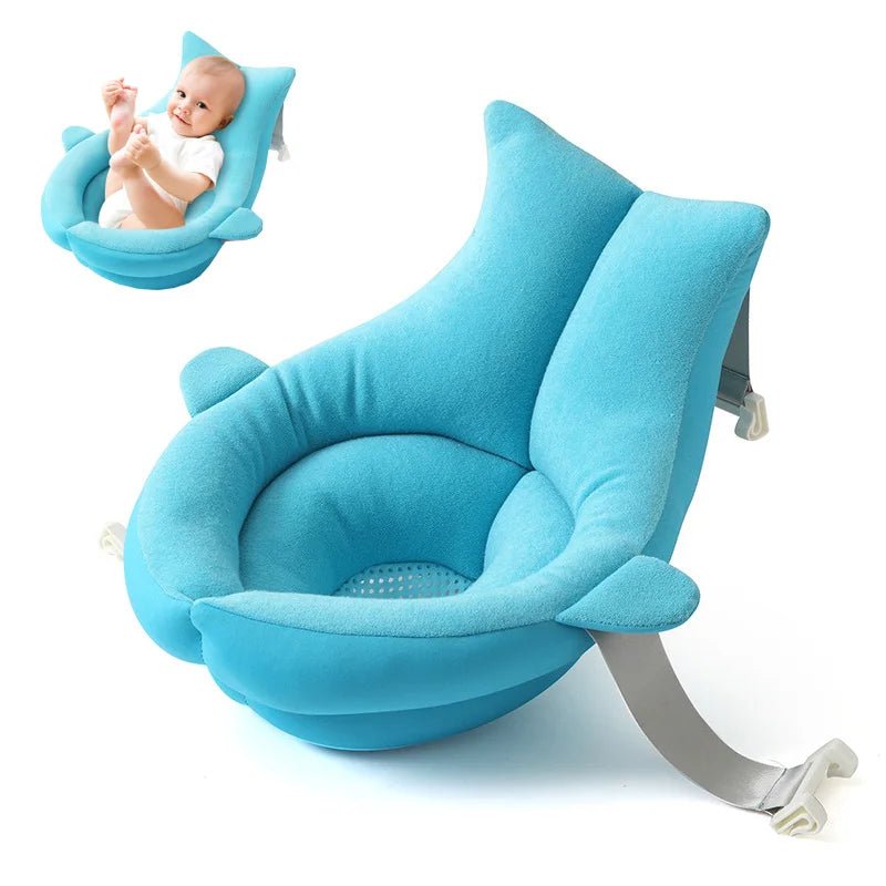 Tapis de Bain Requin Bébé Pliable 80cm – Siège Doux Antidérapant Nouveau-Né | Rose & Bleu