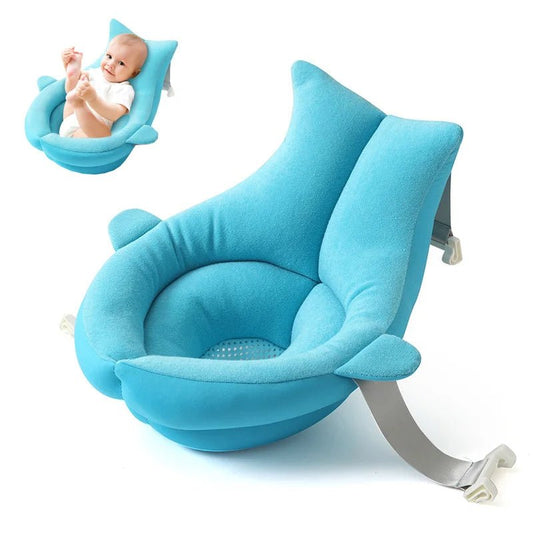 Tapis de Bain Requin Bébé Pliable 80cm – Siège Doux Antidérapant Nouveau-Né | Rose & Bleu