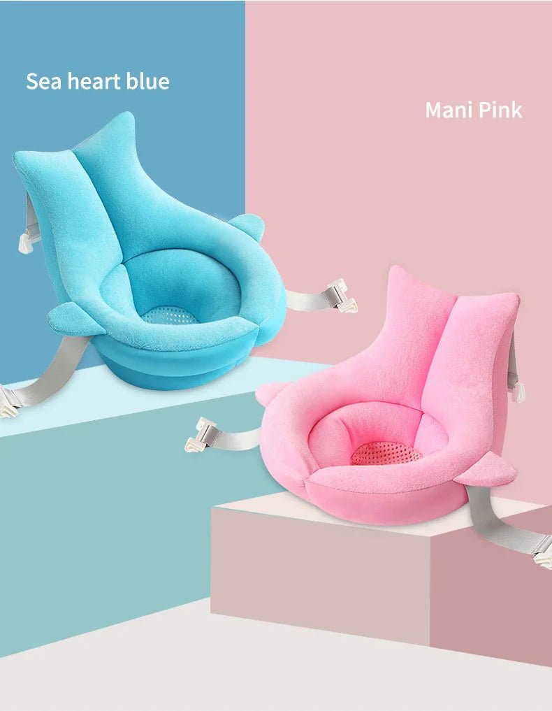 Tapis de Bain Requin Bébé Pliable 80cm – Siège Doux Antidérapant Nouveau-Né | Rose & Bleu