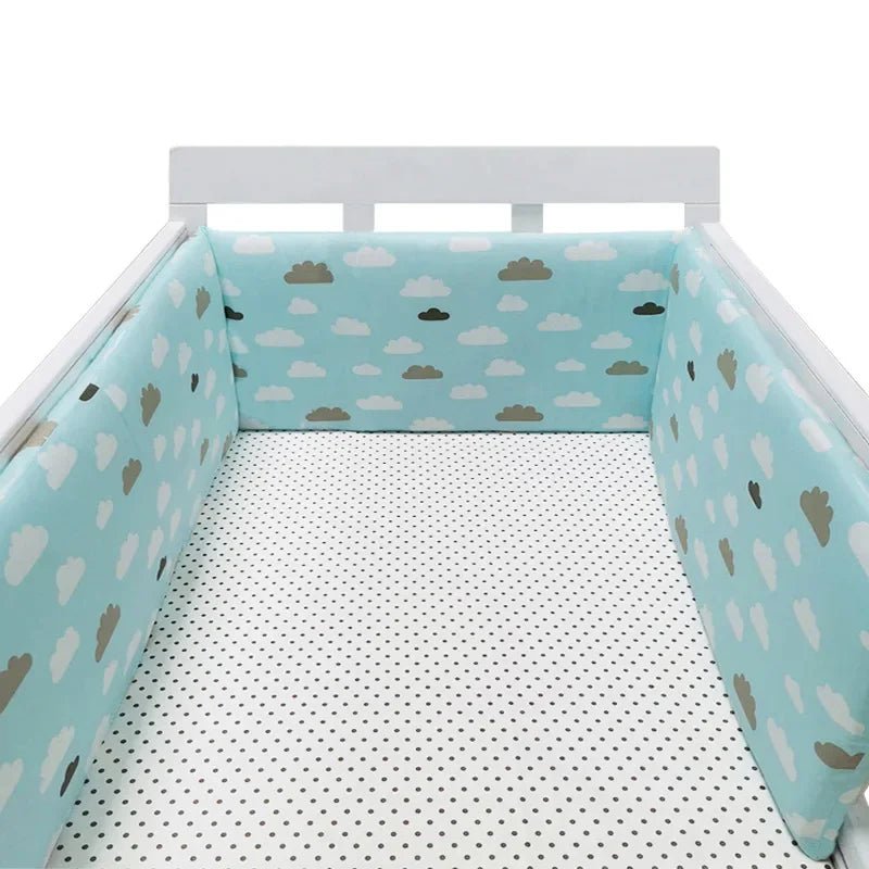 Tour de Lit Bébé Coton Imprimé Double Face – Pare-Chocs Berceau Motifs Housse Zippée 200cm
