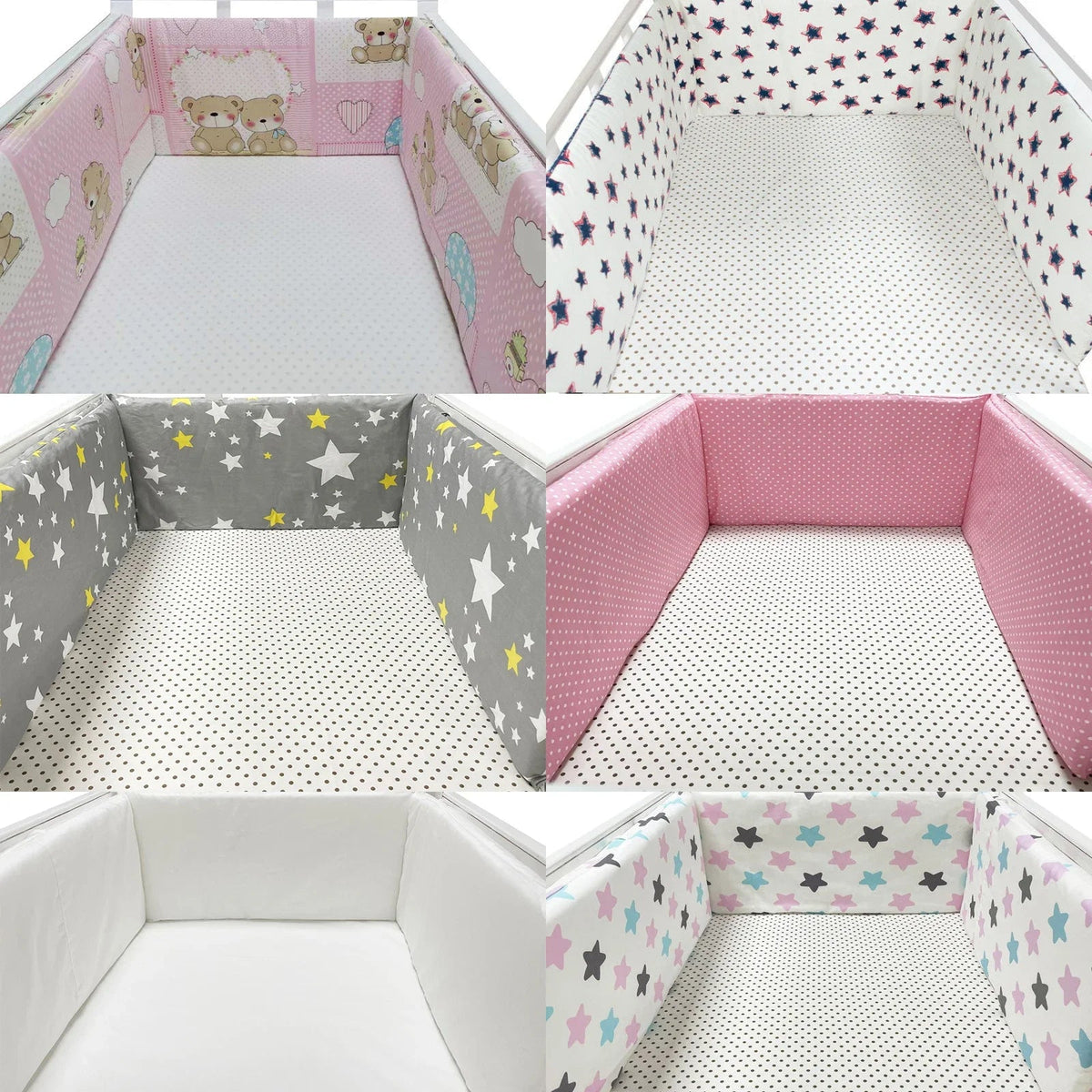 Tour de Lit Bébé Coton Imprimé Double Face – Pare-Chocs Berceau Motifs Housse Zippée 200cm