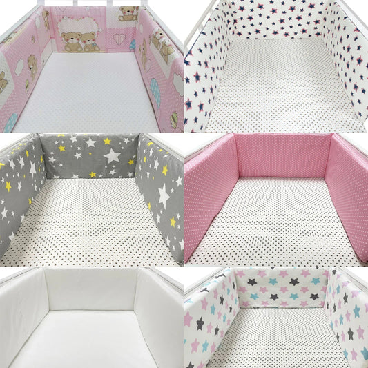 Tour de Lit Bébé Coton Imprimé Double Face – Pare-Chocs Berceau Motifs Housse Zippée 200cm