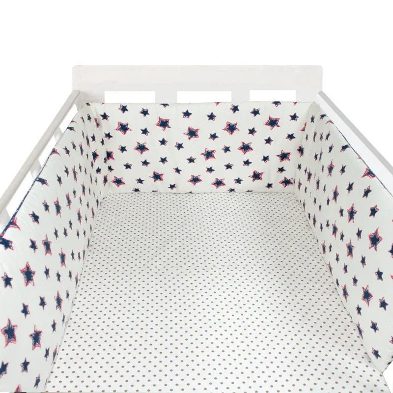 Tour de Lit Bébé Coton Imprimé Double Face – Pare-Chocs Berceau Motifs Housse Zippée 200cm