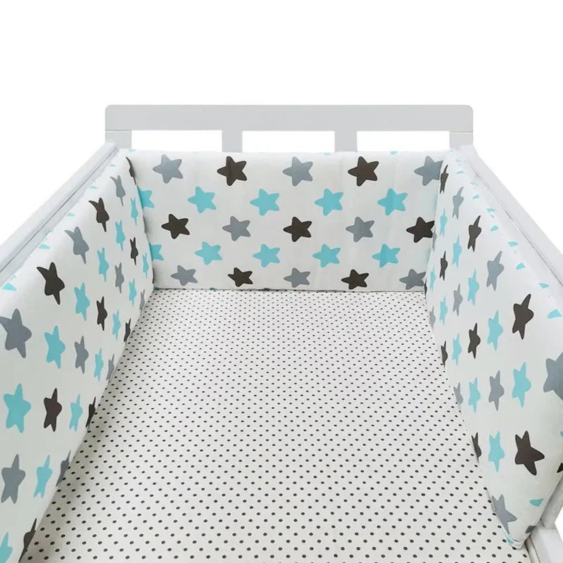 Tour de Lit Bébé Coton Imprimé Double Face – Pare-Chocs Berceau Motifs Housse Zippée 200cm