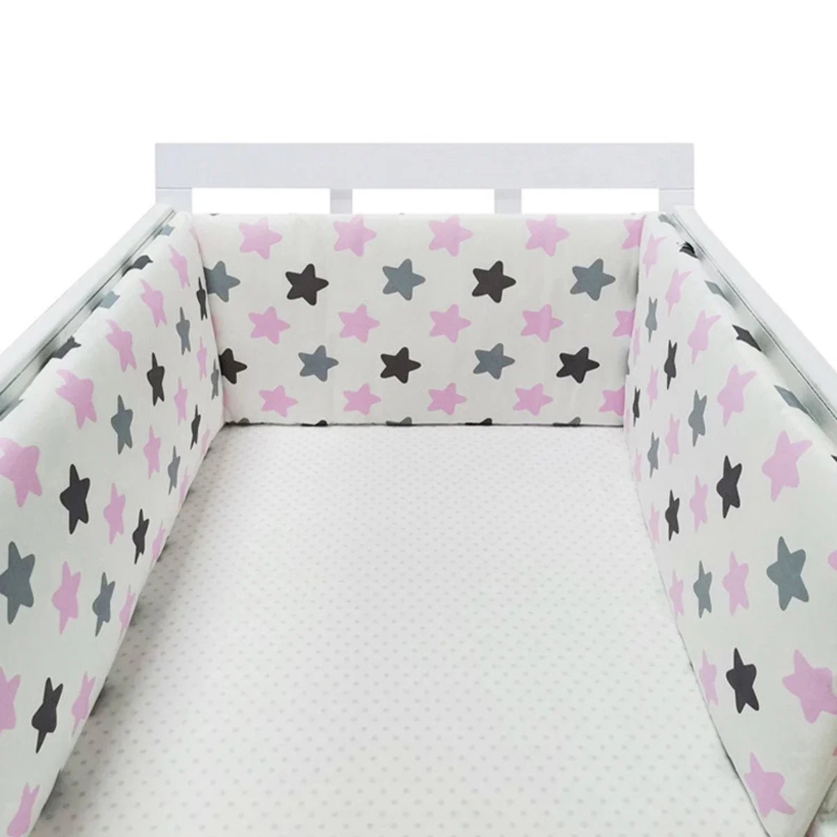 Tour de Lit Bébé Coton Imprimé Double Face – Pare-Chocs Berceau Motifs Housse Zippée 200cm