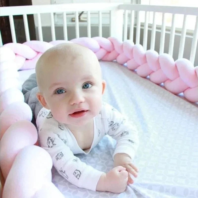 Tour de Lit Bébé Tressé Nœuds Bicolore – Pare-Chocs Berceau Nouveau-Né 1M 2M 3M 4M