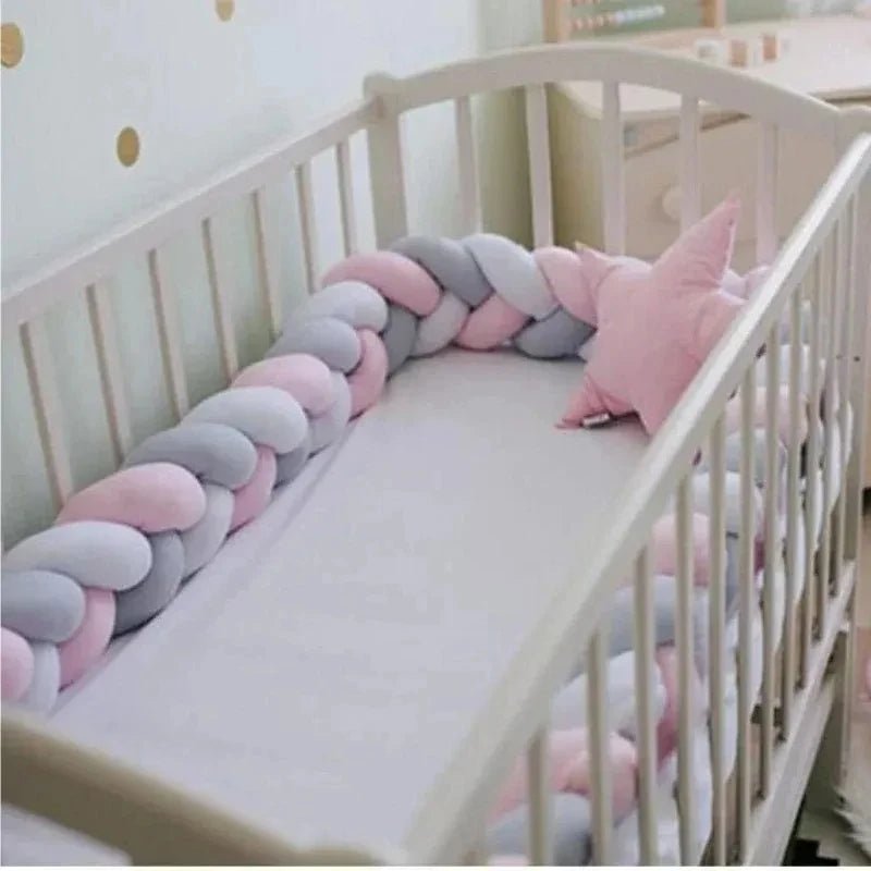 Tour de Lit Bébé Tressé Nœuds Bicolore – Pare-Chocs Berceau Nouveau-Né 1M 2M 3M 4M