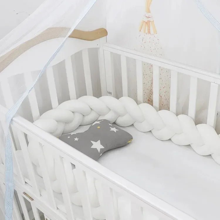 Tour de Lit Bébé Tressé Nœuds Bicolore – Pare-Chocs Berceau Nouveau-Né 1M 2M 3M 4M