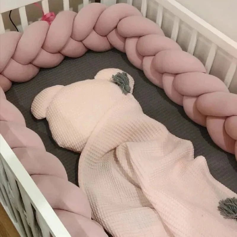 Tour de Lit Bébé Tressé Nœuds Bicolore – Pare-Chocs Berceau Nouveau-Né 1M 2M 3M 4M