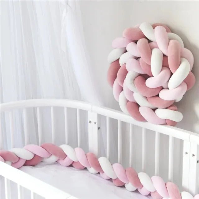 Tour de Lit Bébé Tressé Nœuds Coton PP – Pare-Chocs Berceau Nouveau-Né Large Choix Coloris 1M à 4M