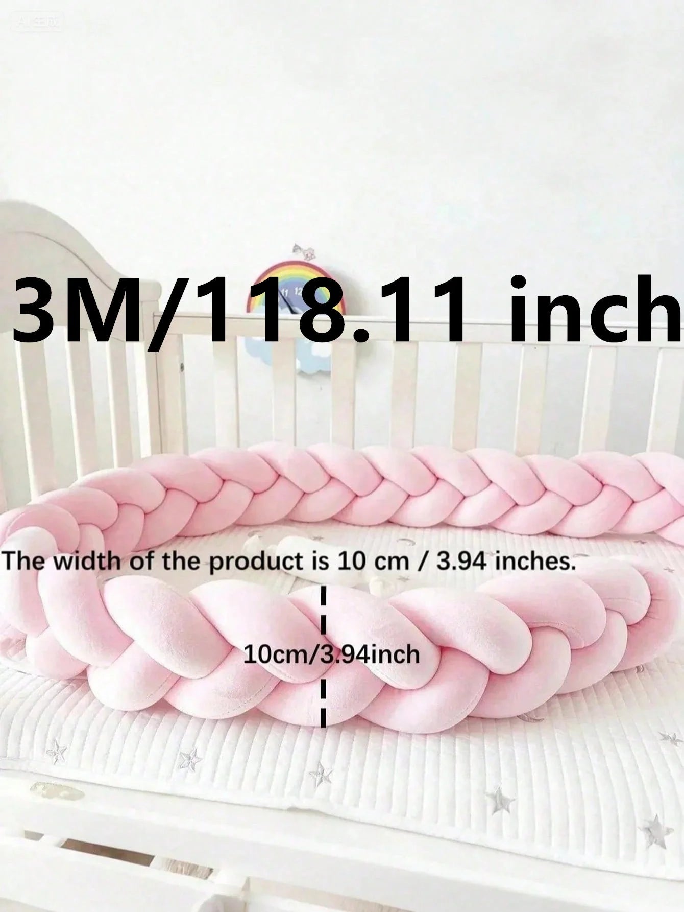 Tour de Lit Bébé Tressé Nœuds Coton PP – Pare-Chocs Berceau Nouveau-Né Large Choix Coloris 1M à 4M