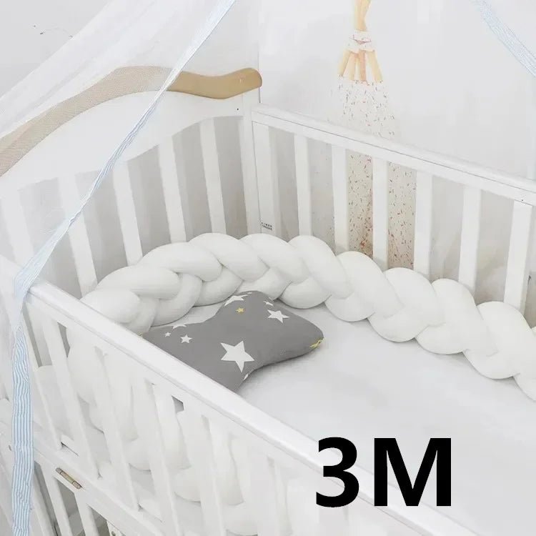 Tour de Lit Bébé Tressé Nœuds Coton PP – Pare-Chocs Berceau Nouveau-Né Large Choix Coloris 1M à 4M
