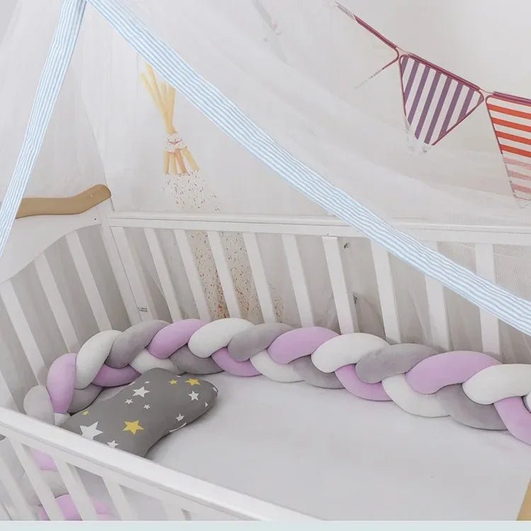 Tour de Lit Bébé Tressé Nœuds Coton PP – Pare-Chocs Berceau Nouveau-Né Large Choix Coloris 1M à 4M