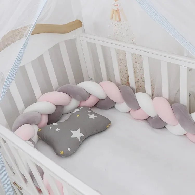 Tour de Lit Bébé Tressé Nœuds Coton PP – Pare-Chocs Berceau Nouveau-Né Large Choix Coloris 1M à 4M