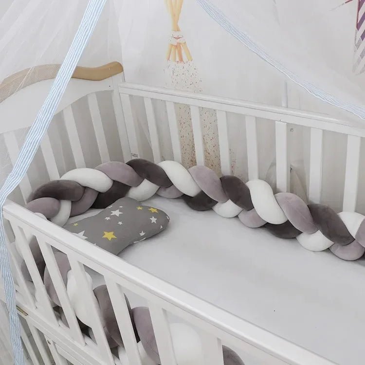 Tour de Lit Bébé Tressé Nœuds Coton PP – Pare-Chocs Berceau Nouveau-Né Large Choix Coloris 1M à 4M
