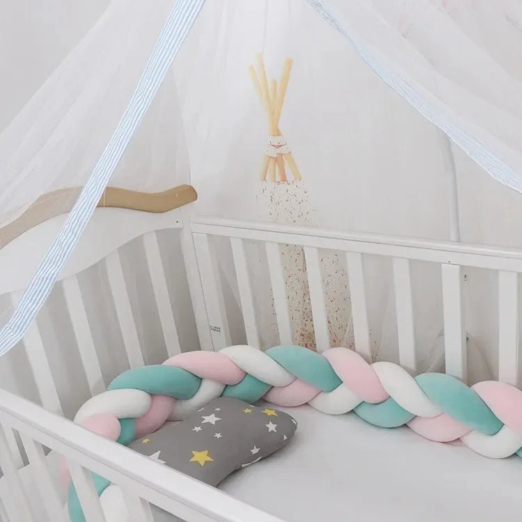 Tour de Lit Bébé Tressé Nœuds Coton PP – Pare-Chocs Berceau Nouveau-Né Large Choix Coloris 1M à 4M