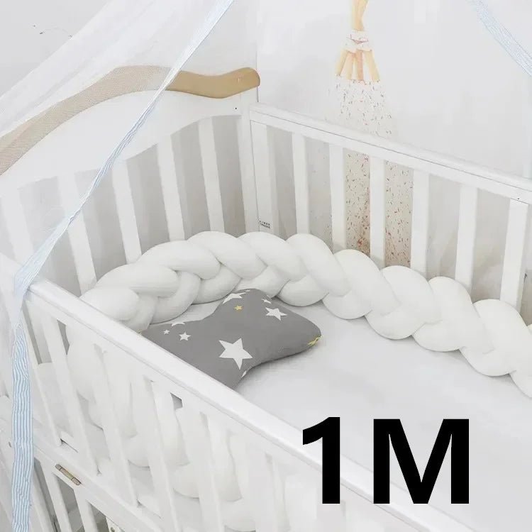 Tour de Lit Bébé Tressé Nœuds Coton PP – Pare-Chocs Berceau Nouveau-Né Large Choix Coloris 1M à 4M