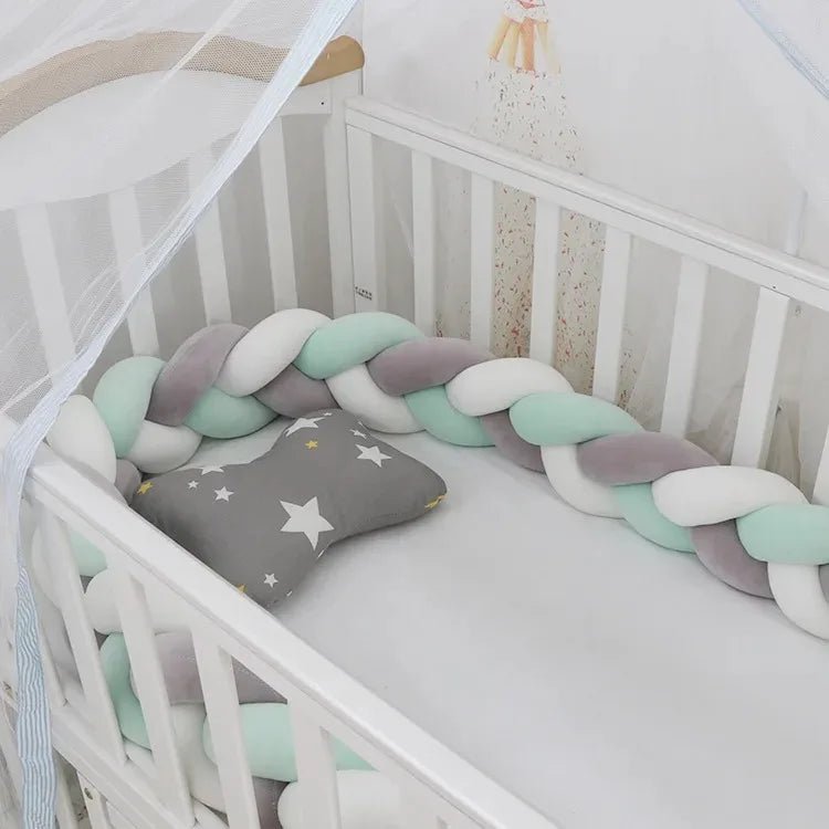 Tour de Lit Bébé Tressé Nœuds Coton PP – Pare-Chocs Berceau Nouveau-Né Large Choix Coloris 1M à 4M