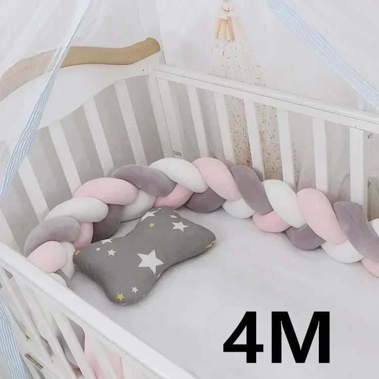 Tour de Lit Bébé Tressé Nœuds Coton PP – Pare-Chocs Berceau Nouveau-Né Large Choix Coloris 1M à 4M