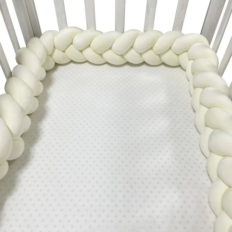 Tour de Lit Bébé Tressé Nœuds Coton PP – Pare-Chocs Berceau Nouveau-Né Large Choix Coloris 1M à 4M