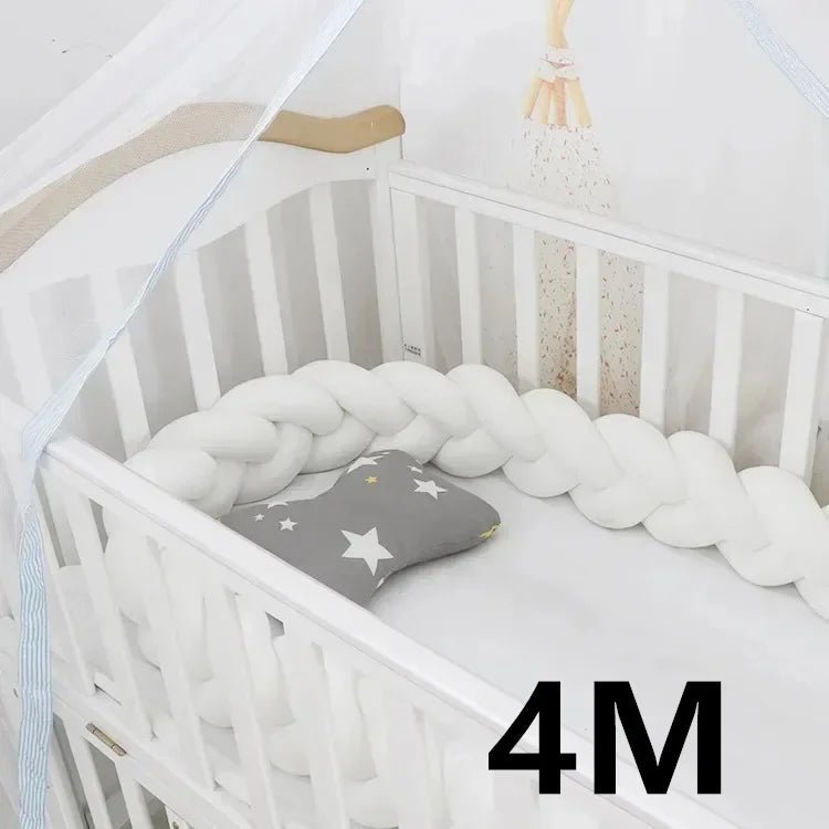 Tour de Lit Bébé Tressé Nœuds Coton PP – Pare-Chocs Berceau Nouveau-Né Large Choix Coloris 1M à 4M