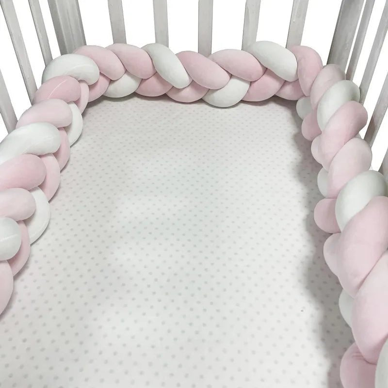 Tour de Lit Bébé Tressé Nœuds Coton PP – Pare-Chocs Berceau Nouveau-Né Large Choix Coloris 1M à 4M